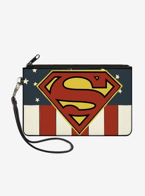 DC Comics Superman Shield Americana Wallet Canvas Zip Clutch