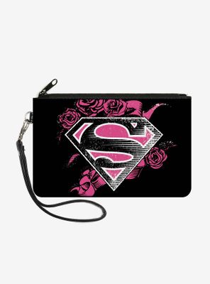 DC Comics Superman Shield Roses Weathered Wallet Canvas Zip Clutch