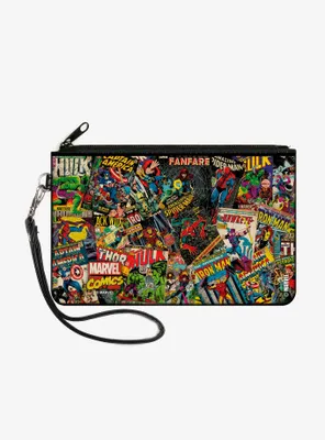 Marvel Retro Comic Books Stacked Wallet Canvas Zip Clutch
