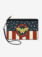 DC Comics Wonder Woman Logo Americana Wallet Canvas Zip Clutch