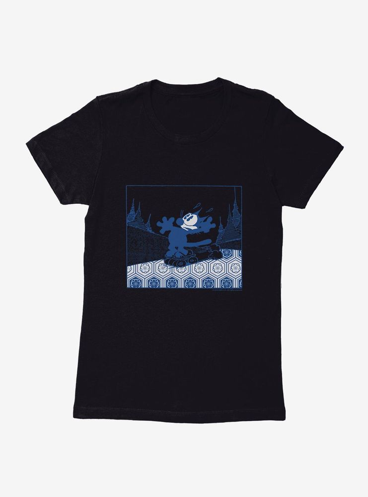 Felix The Cat Skateboarding Womens T-Shirt