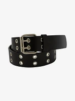 Black Faux Leather Grommet Belt