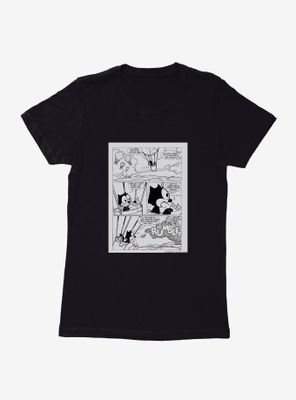 Felix The Cat Hot Air Balloon Comic Strip Womens T-Shirt