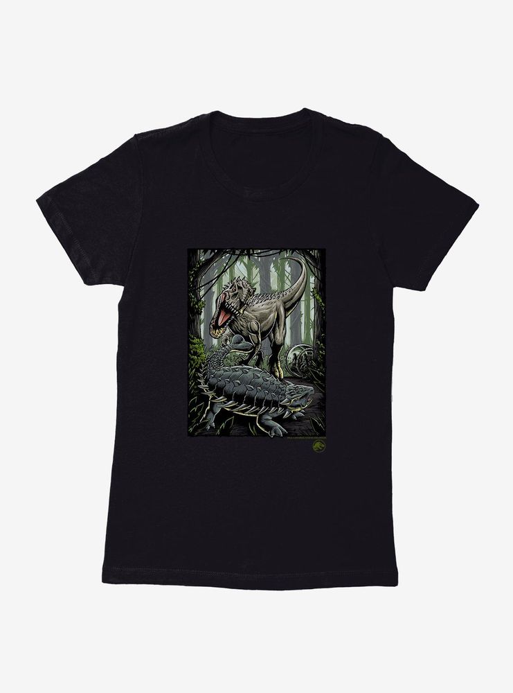 Jurassic World Forest Battle Womens T-Shirt