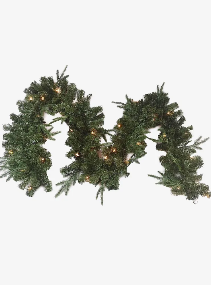 Sierra Green Garland With 50 Warm White Led Lights
