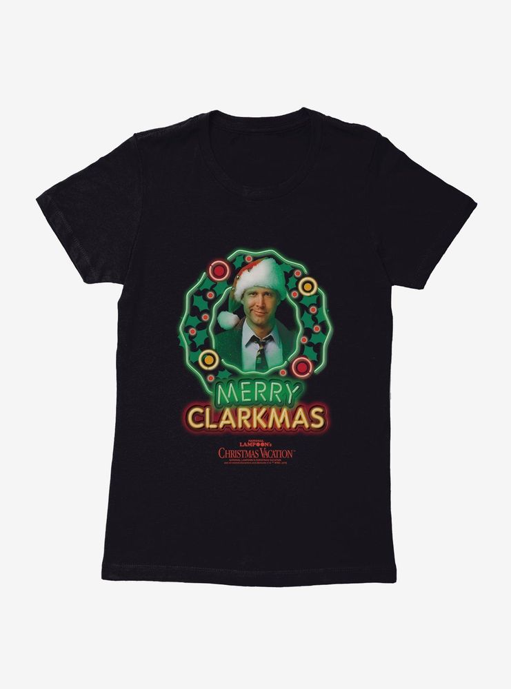 National Lampoon's Christmas Vacation Merry Clarkmas Neon Lights Womens T-Shirt