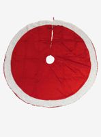 Red Velvet Tree Skirt With White Trim