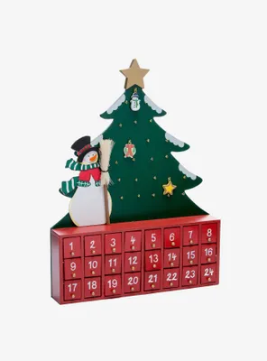 Wooden Snowman With Tree Advent Calendar