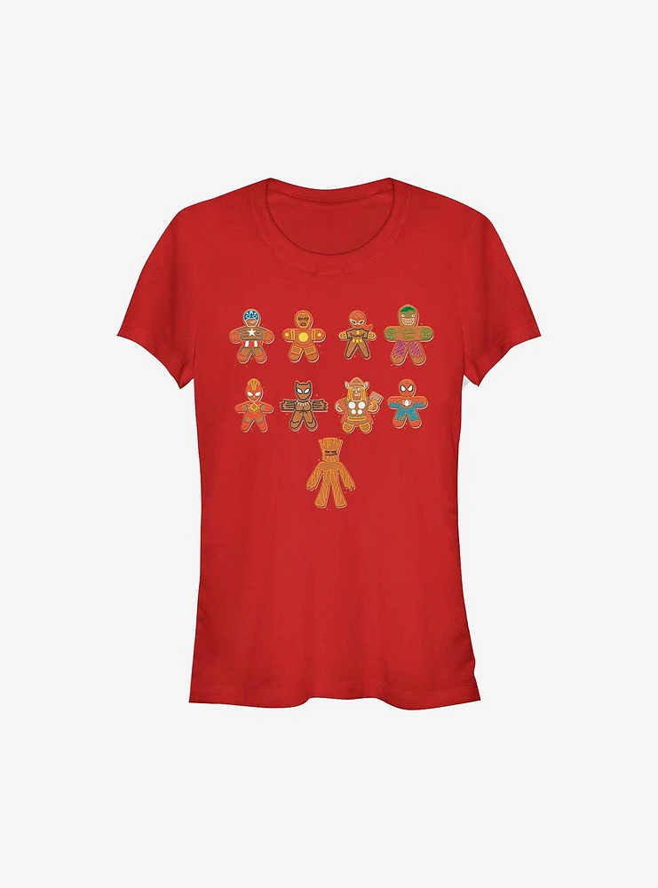 Marvel Avengers Lined Up Cookies Holiday Girls T-Shirt