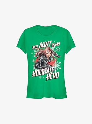 Marvel Black Widow Holiday Aunt Girls T-Shirt