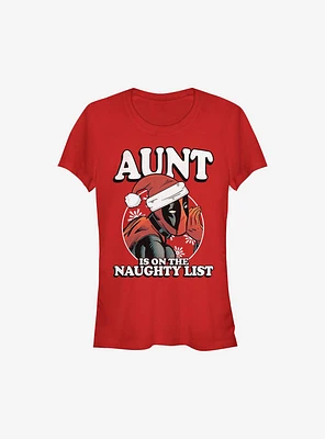Marvel Deadpool Aunt Is On The Naughty List Holiday Girls T-Shirt