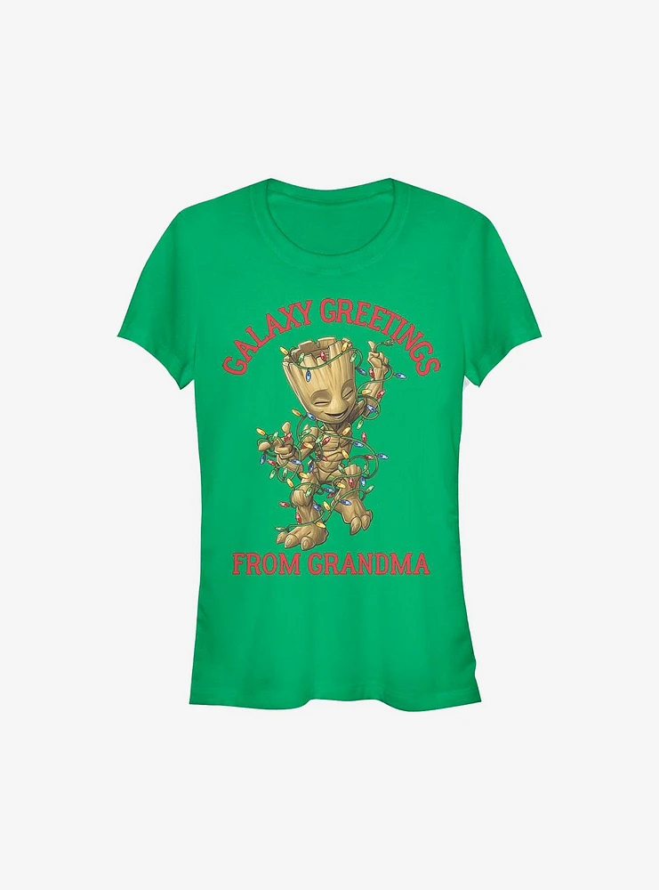 Marvel Guardians Of The Galaxy Christmas Groot Greetings From Grandma Girls T-Shirt