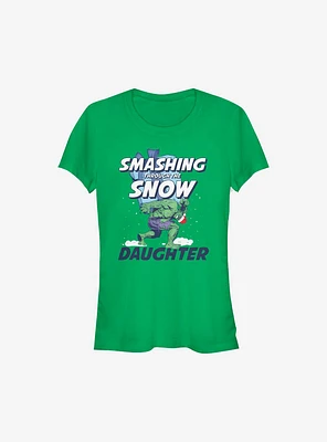 Marvel Hulk Smashing Through The Snow Daughter Holiday Girls T-Shirt
