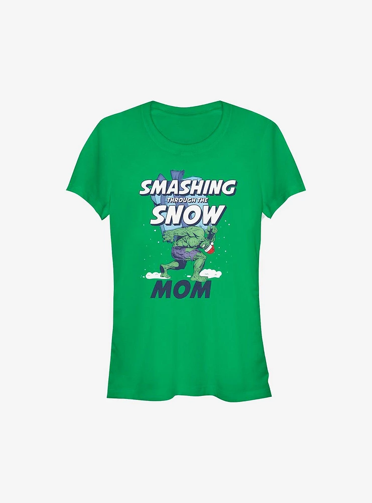 Marvel Hulk Smashing Through The Snow Mom Holiday Girls T-Shirt