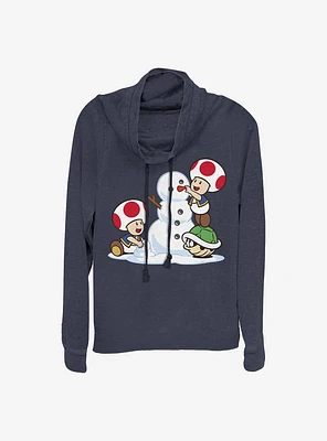 Super Mario Frosty Toad Holiday Cowl Neck Long-Sleeve Girls Top