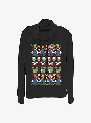 Super Mario Holiday Cowl Neck Long-Sleeve Girls Top