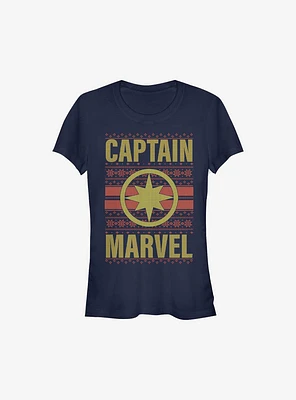 Marvel Captain Christmas Pattern Sweater Girls T-Shirt