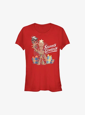 Marvel Guardians Of The Galaxy Seasons Grootings Holiday Girls T-Shirt
