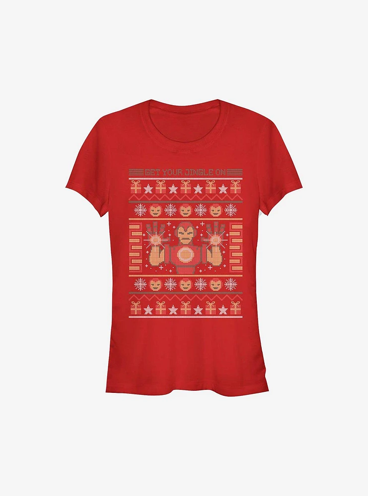 Marvel Iron Man Christmas Pattern Girls T-Shirt