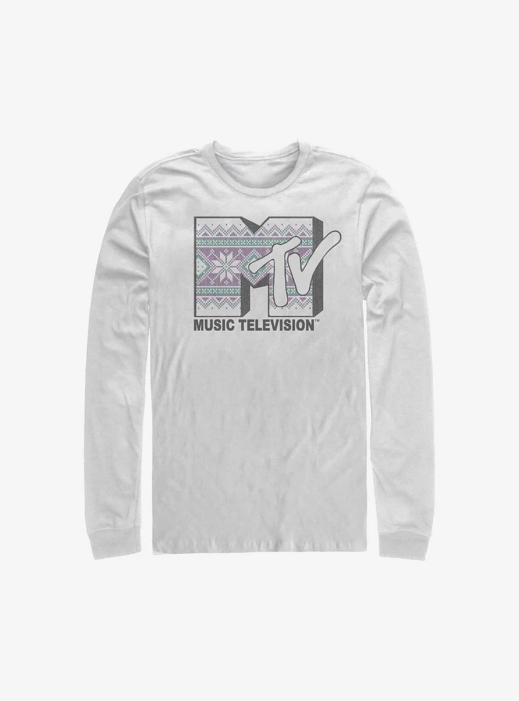 MTV Christmas Pattern Long-Sleeve T-Shirt