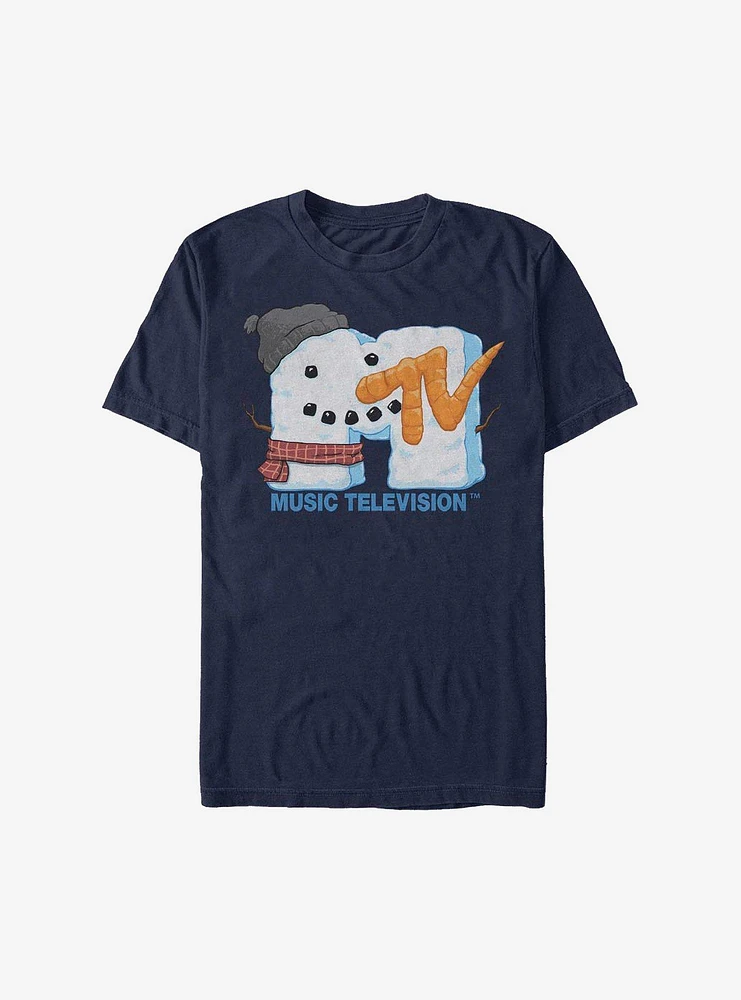 MTV Christmas Snowman Face Logo T-Shirt