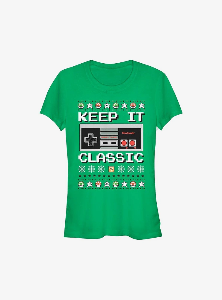 Nintendo Keep It Classic Controller Christmas Girls T-Shirt