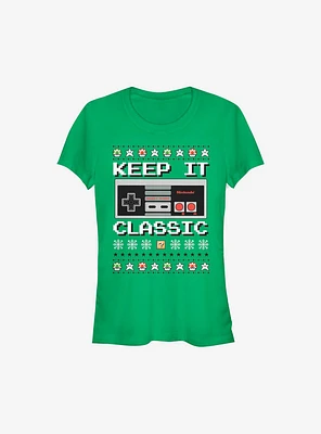 Nintendo Keep It Classic Controller Christmas Girls T-Shirt