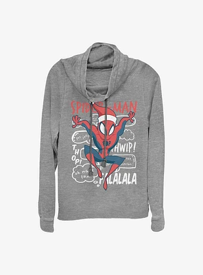 Marvel Spider-Man Spidey Doodle Jolly Holiday Cowl Neck Long-Sleeve Girls Top
