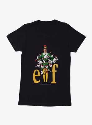 Elf Yellow Logo With Icons Womens T-Shirt