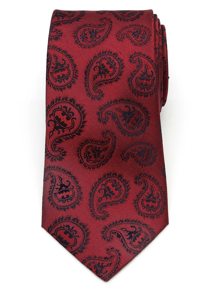 DC Comics Batman Red Paisley Tie