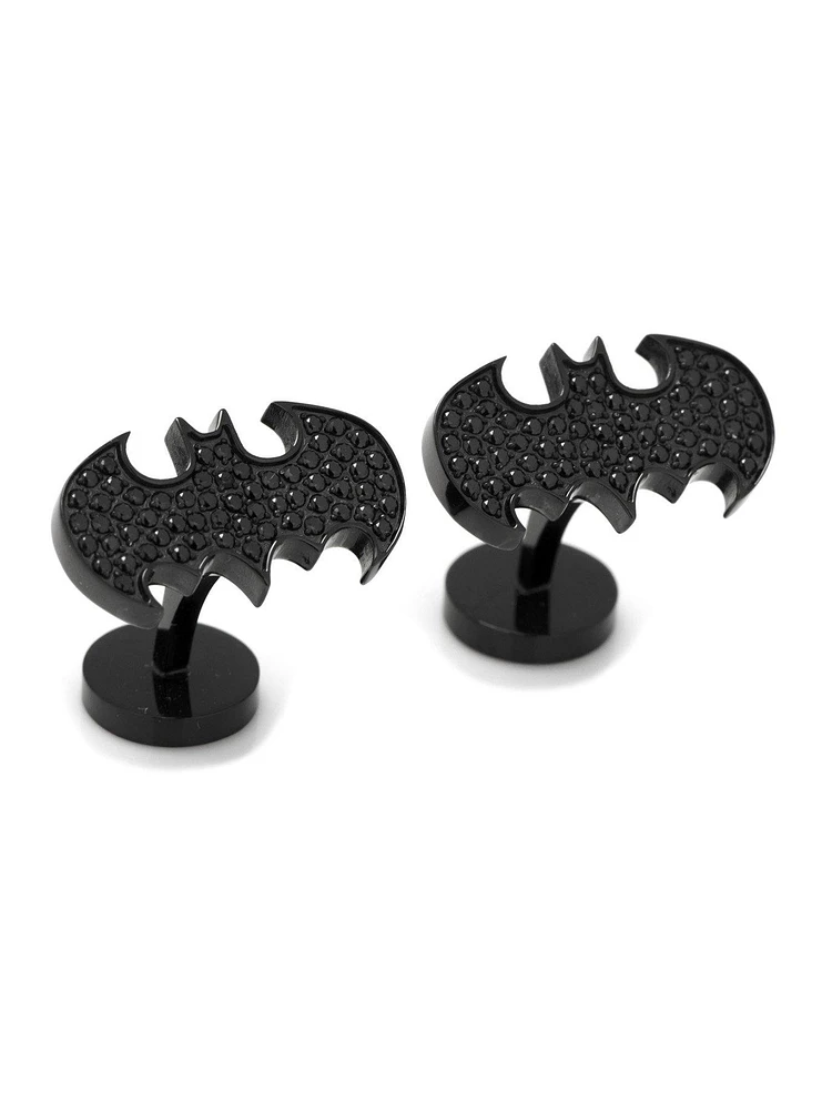 DC Comics Batman Stainless Steel Black Pave Crystal Cufflinks