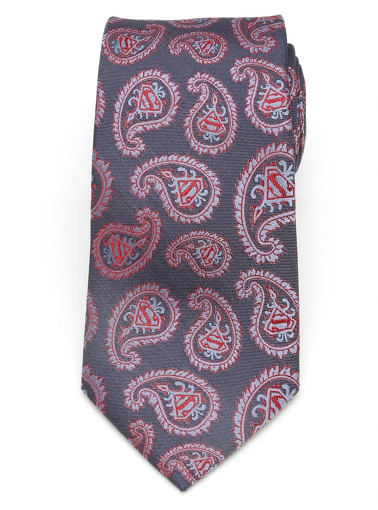 DC Comics Superman Red and Blue Paisley Tie