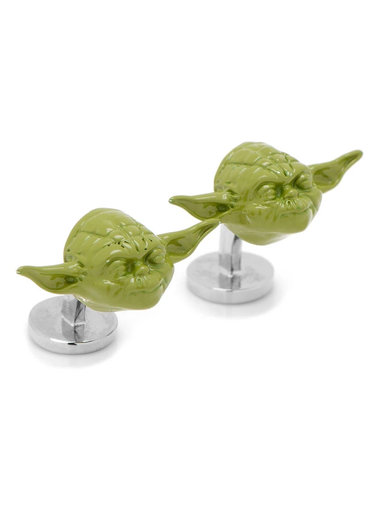 3D Green Star Wars Yoda Head Cufflinks