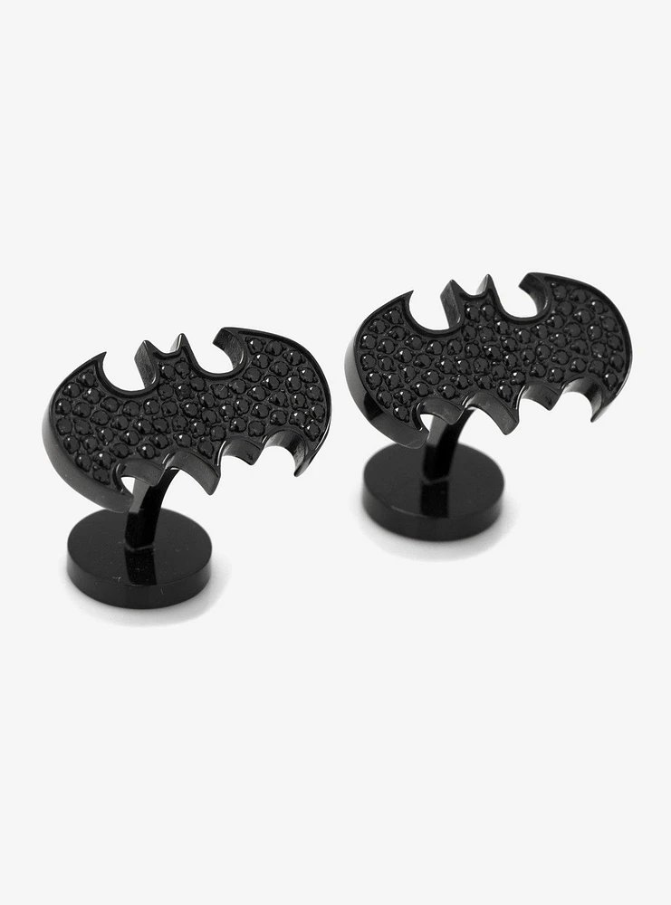 DC Comics Batman Stainless Steel Black Pave Crystal Cufflinks