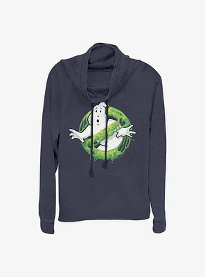 Ghostbusters Ghost Logo Green Slime Cowl Neck Long-Sleeve Girls Top