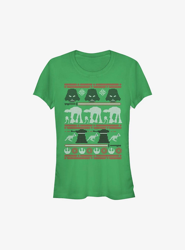 Star Wars Hoth Battle Ugly Christmas Sweater Girls T-Shirt