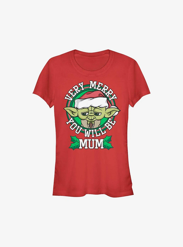 Star Wars Merry Yoda Mum Holiday Girls T-Shirt