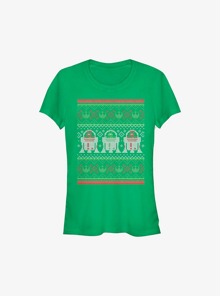 Star Wars Droid Christmas Pattern Girls T-Shirt