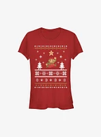 Super Mario Nordic Christmas Pattern Girls T-Shirt