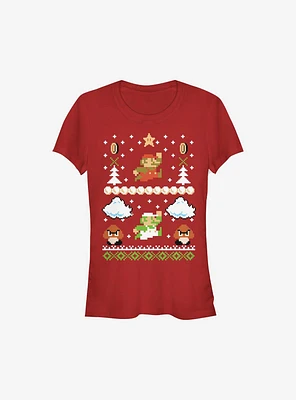 Super Mario Christmas Game Girls T-Shirt