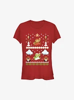 Super Mario Christmas Game Girls T-Shirt