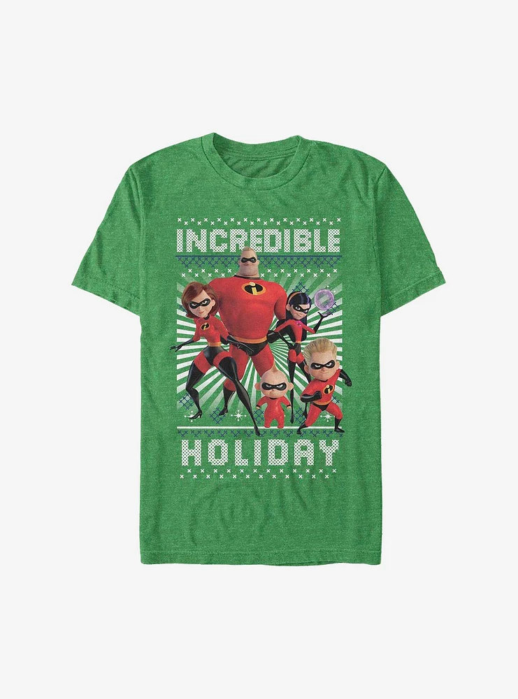 Disney Pixar The Incredibles Christmas Pattern T-Shirt