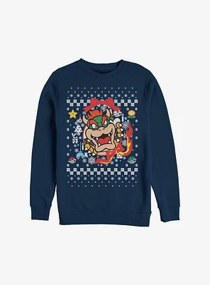 Super Mario Bowser Wreath Ugly Christmas Sweater Sweatshirt