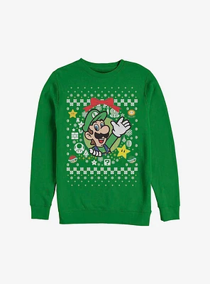 Super Mario Luigi Wreath Ugly Christmas Sweater Sweatshirt