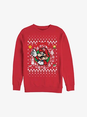 Super Mario Wreath Ugly Christmas Sweater Sweatshirt