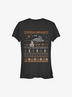 Star Wars BB-8 Resistance Ugly Christmas Pattern Sweater Girls T-Shirt