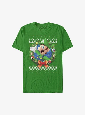 Super Mario Luigi Holiday Wreath T-Shirt
