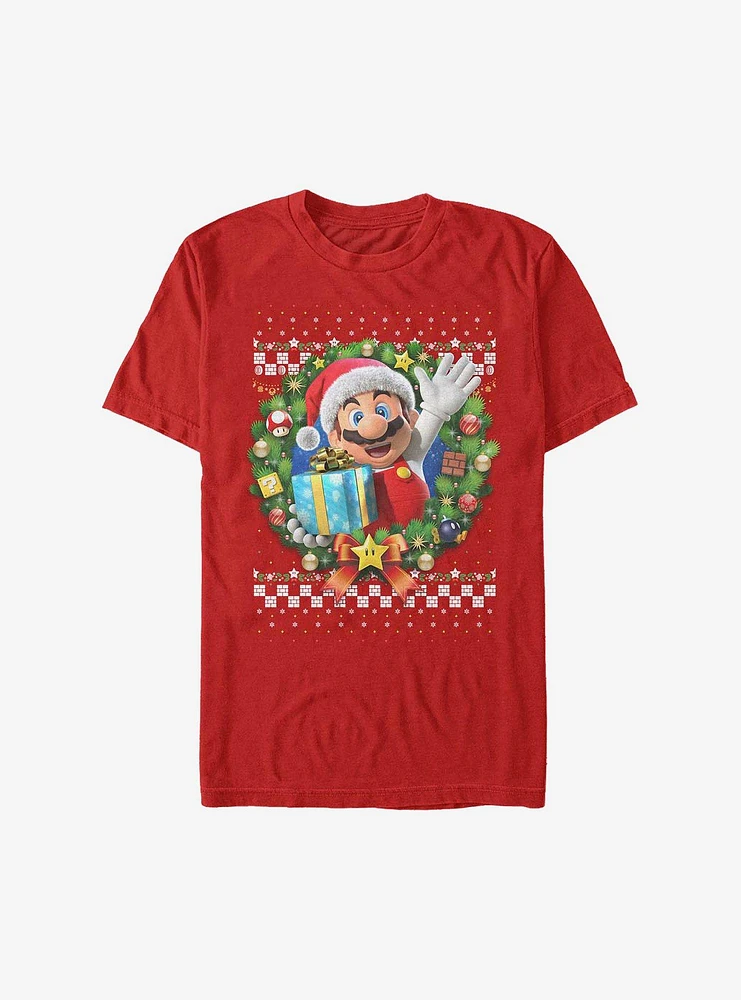 Super Mario Holiday Wreath T-Shirt