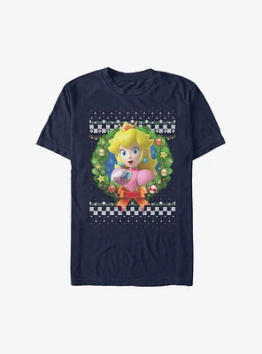 Super Mario Peach Holiday Wreath T-Shirt