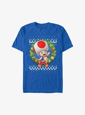 Super Mario Toad Holiday Wreath T-Shirt